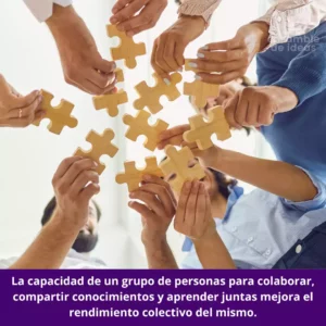 a capacidad de un grupo de personas para colaborar, compartir conocimientos y aprender juntas con el objetivo de mejorar el rendimiento colectivo.