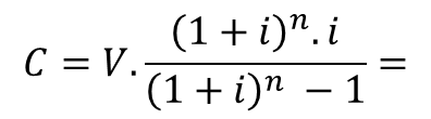 Fórmula para calcular la cuota constante en el sistema francés.