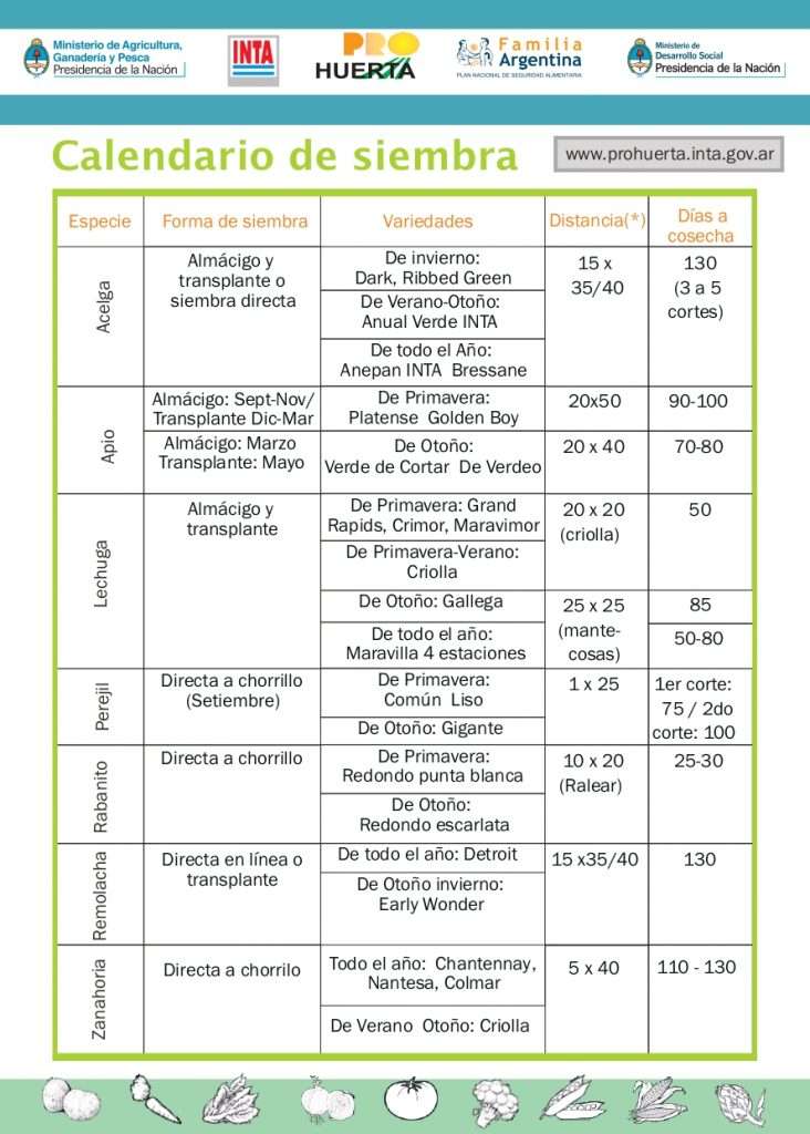 calendario de plantacion huertas organicas
