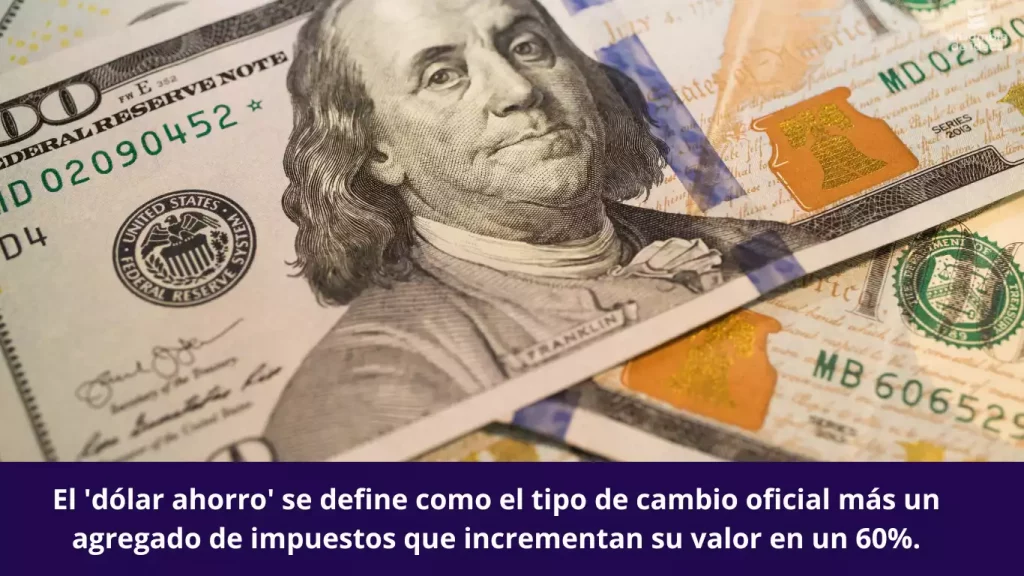El 'dólar ahorro' se define como el tipo de cambio oficial más un agregado de impuestos que incrementan su valor en un 60%.